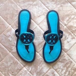 Tory Burch Miller Leather Fringe Logo Sandal